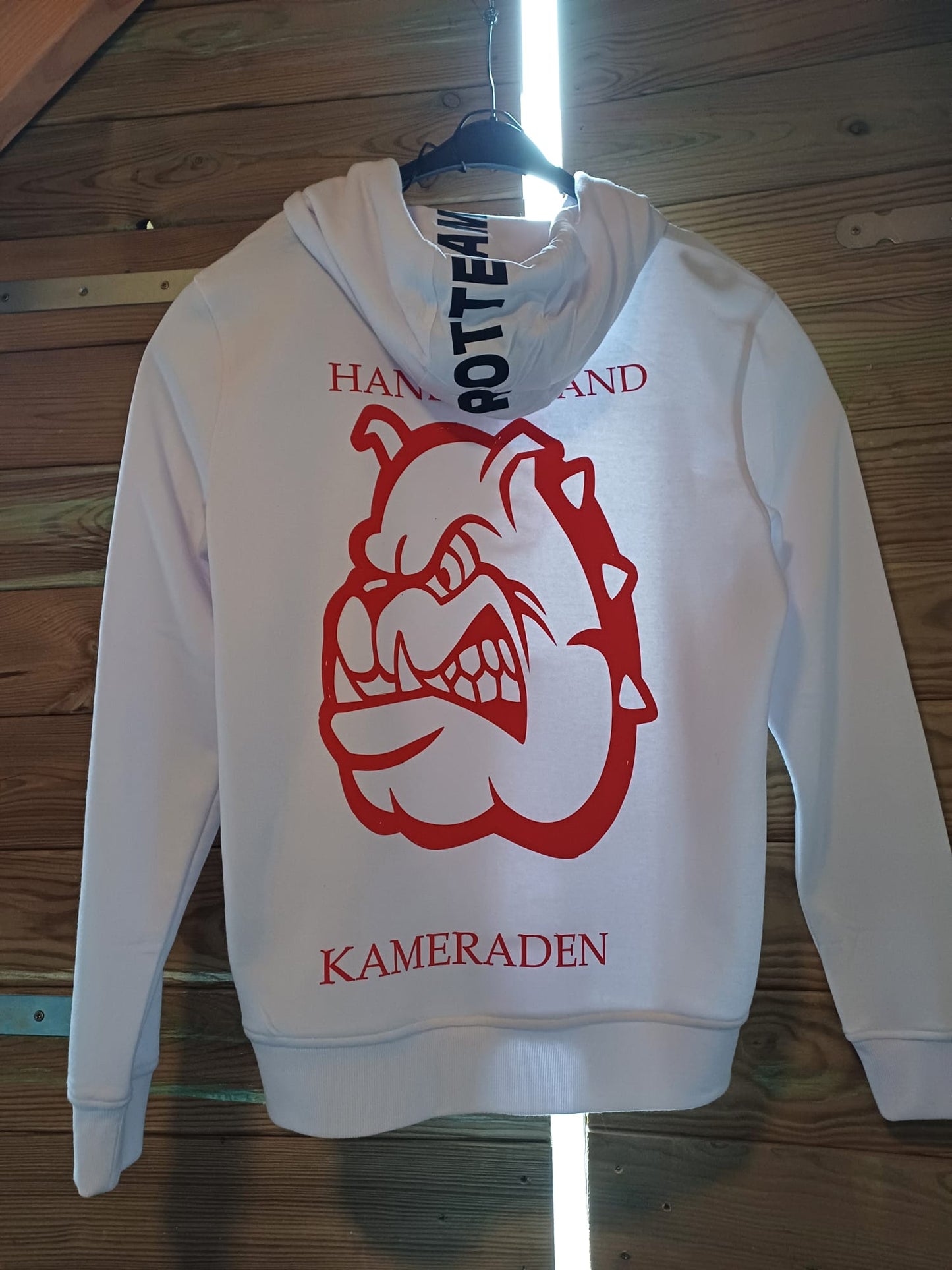 Witte hoodie "bulldog"
