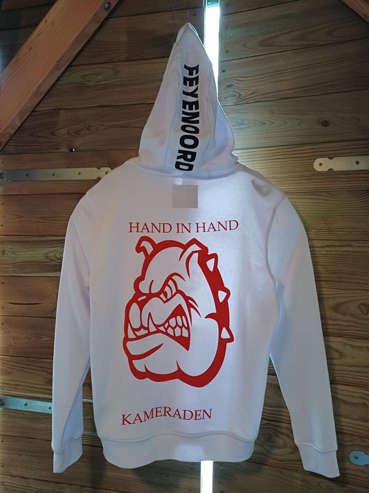 Witte hoodie "bulldog"