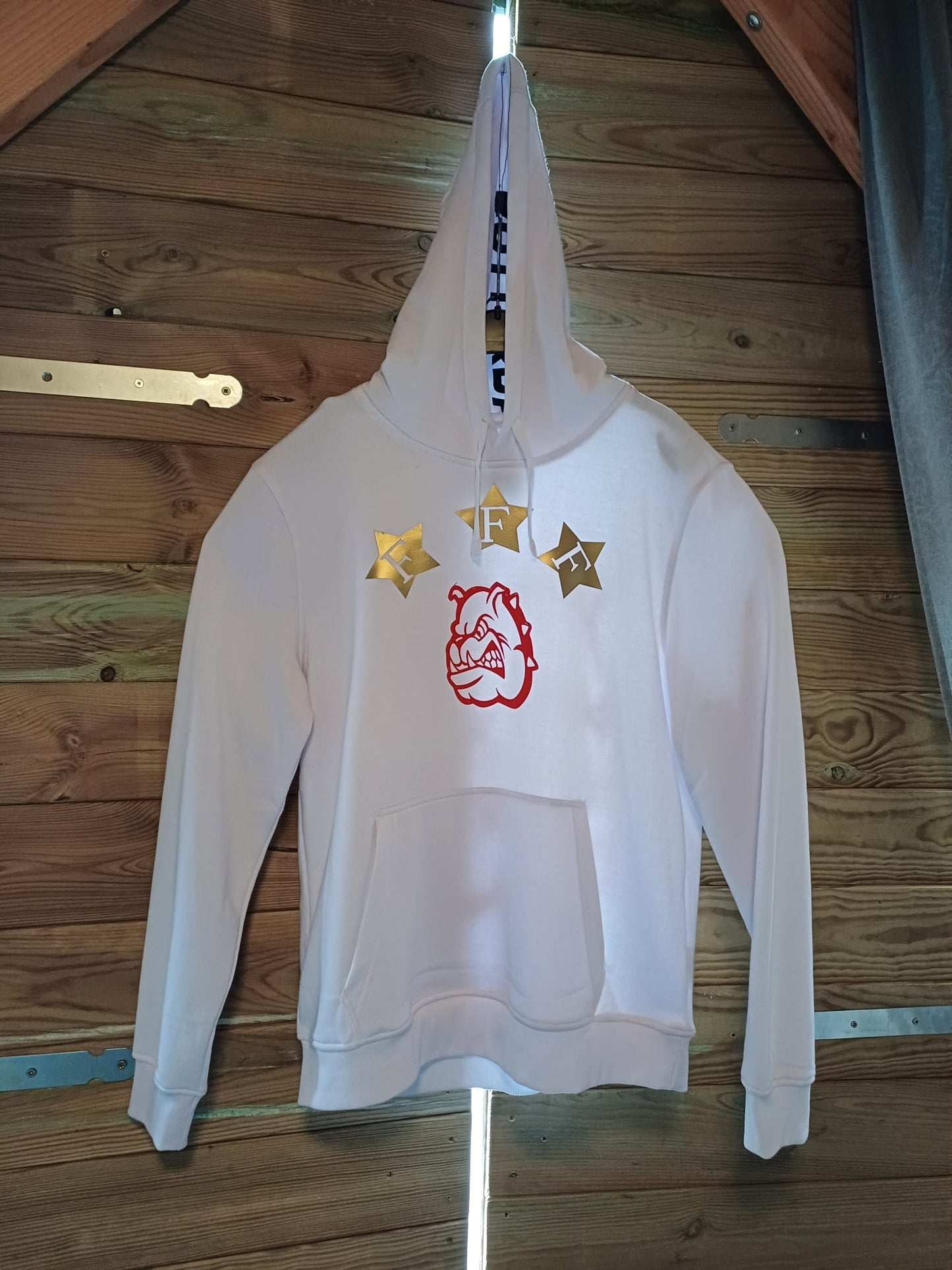 Witte hoodie "bulldog"
